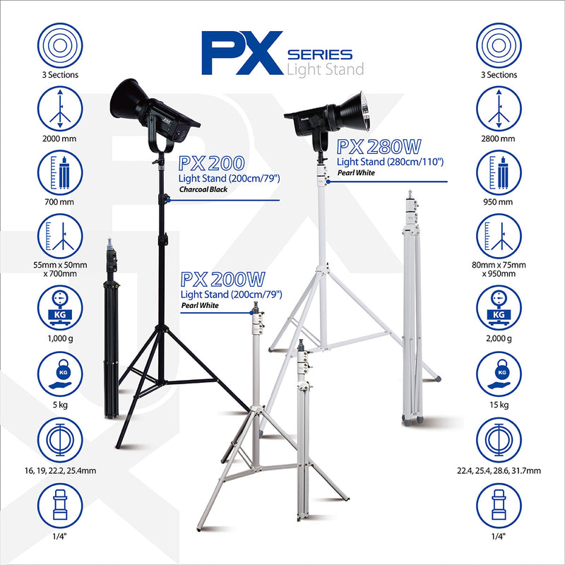 Phottix PX-200W Light Stand 200cm Pearl White