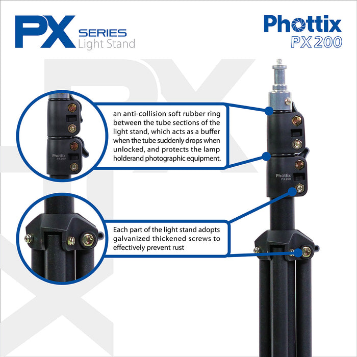 Phottix PX-200 Light Stand 200cm Charcoal Black