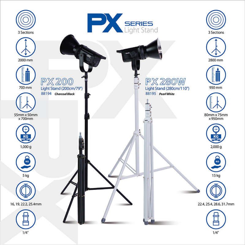 Phottix PX-200 Light Stand 200cm Charcoal Black