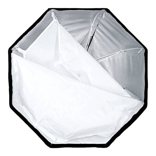 An image showing the Godox 95cm Foldable Octagonal Softbox with the internal and external diffusers shown against the collapsible frame.